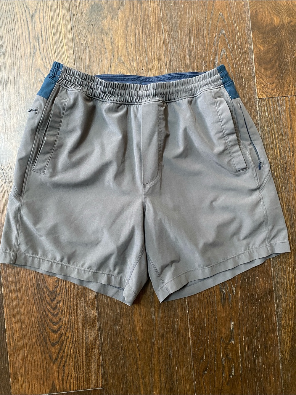 Birddogs Gray Athletic Shorts with Navy Waist Trim
